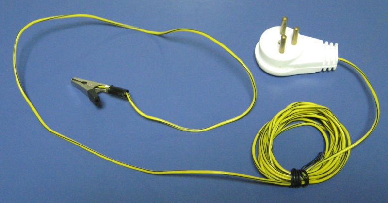 A simple homemade device for grounding (earthing) which utilizes electrical outlet grounding