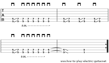 tab for riff 1 - guitar sliding technique