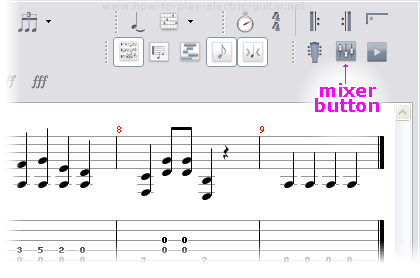 Location of a button that show the audio mixer